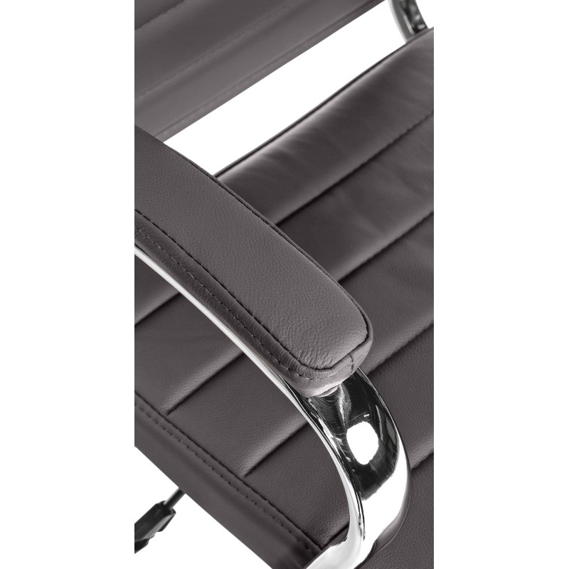 Silla de oficina Mollis en piel auténtica gris