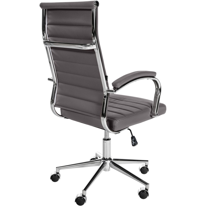 Silla de oficina Mollis en piel auténtica gris