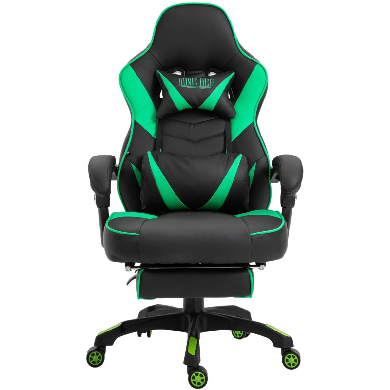 Silla de oficina Tilos en piel sintética negra/verde