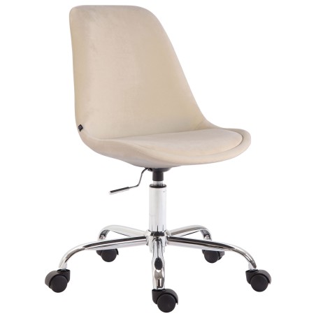 Silla de oficina de terciopelo color crema Toulouse