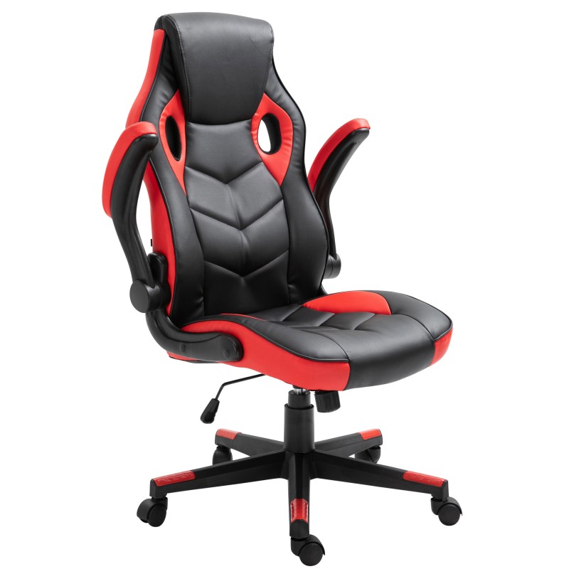 Silla de oficina Omis en piel sintética negra/roja