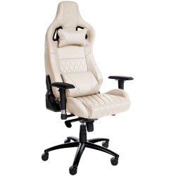 Silla de oficina Keren en piel auténtica color crema