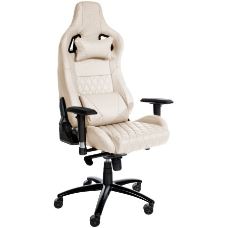 Silla de oficina Keren en piel auténtica color crema