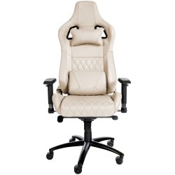 Silla de oficina Keren en piel auténtica color crema