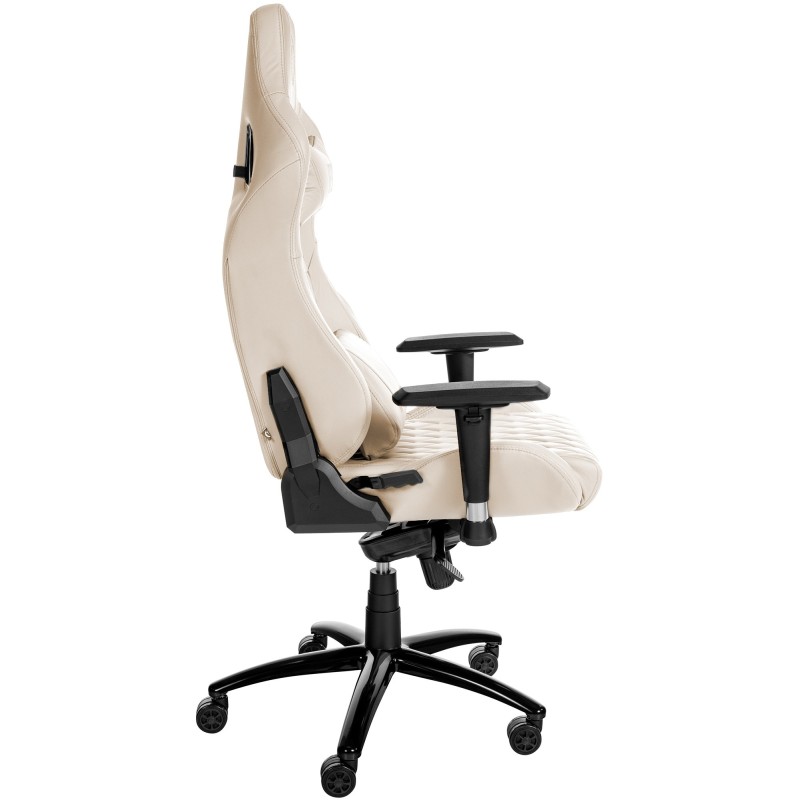 Silla de oficina Keren en piel auténtica color crema