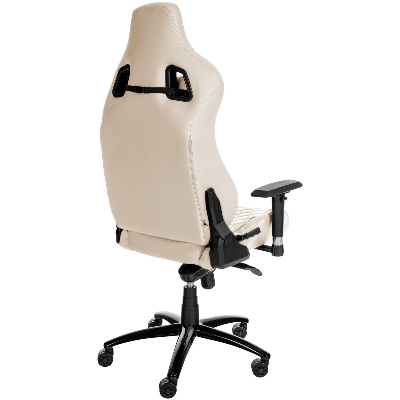 Silla de oficina Keren en piel auténtica color crema