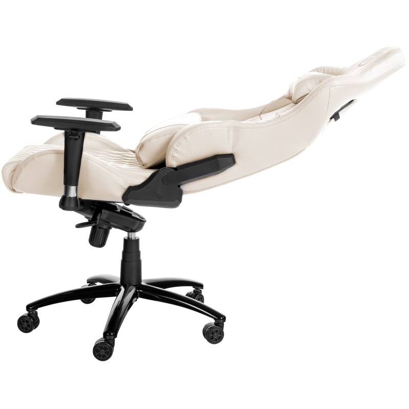 Silla de oficina Keren en piel auténtica color crema