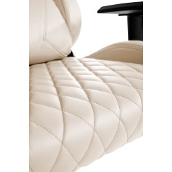 Silla de oficina Keren en piel auténtica color crema