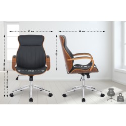 Silla de oficina Melilla en nogal/piel sintética negra