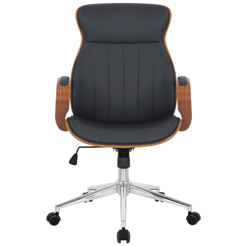 Silla de oficina Melilla en nogal/piel sintética negra