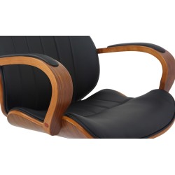 Silla de oficina Melilla en nogal/piel sintética negra