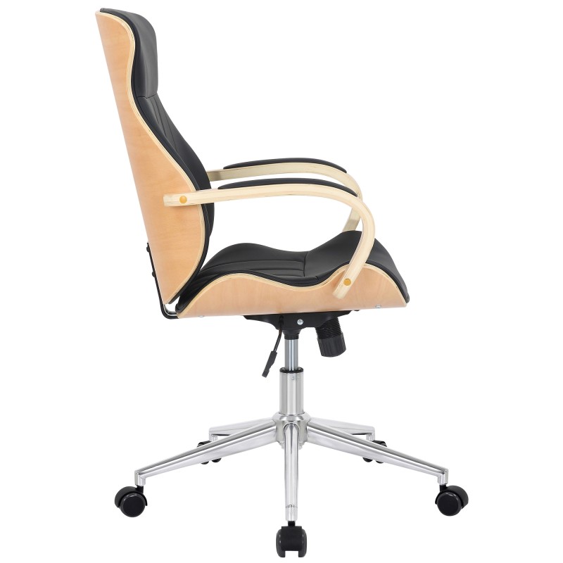 Silla de oficina Melilla, piel sintética, natural/negro