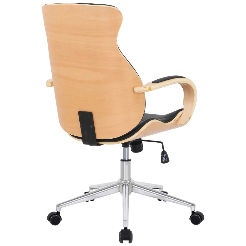 Silla de oficina Melilla, piel sintética, natural/negro