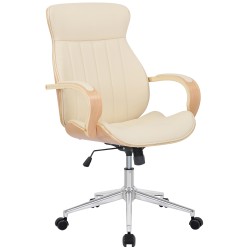 Silla de oficina Melilla en piel sintética natural/crema
