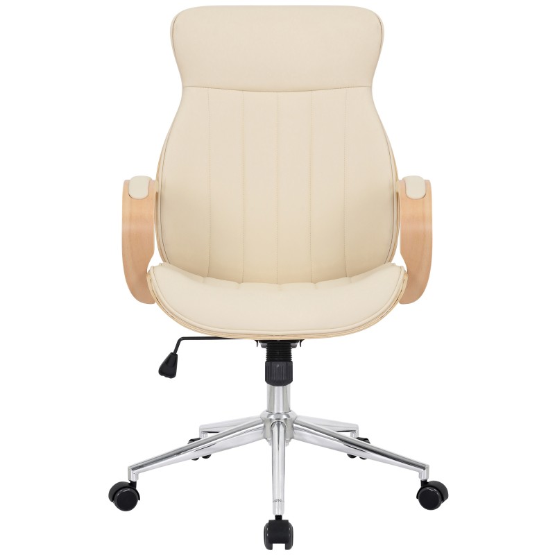 Silla de oficina Melilla en piel sintética natural/crema