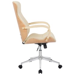 Silla de oficina Melilla en piel sintética natural/crema