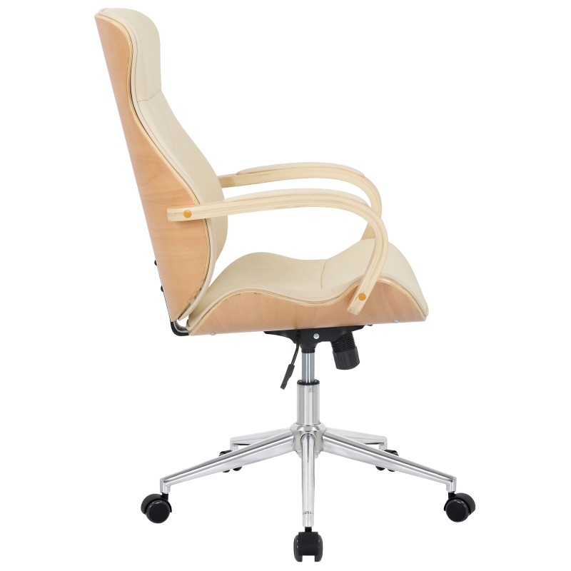 Silla de oficina Melilla en piel sintética natural/crema