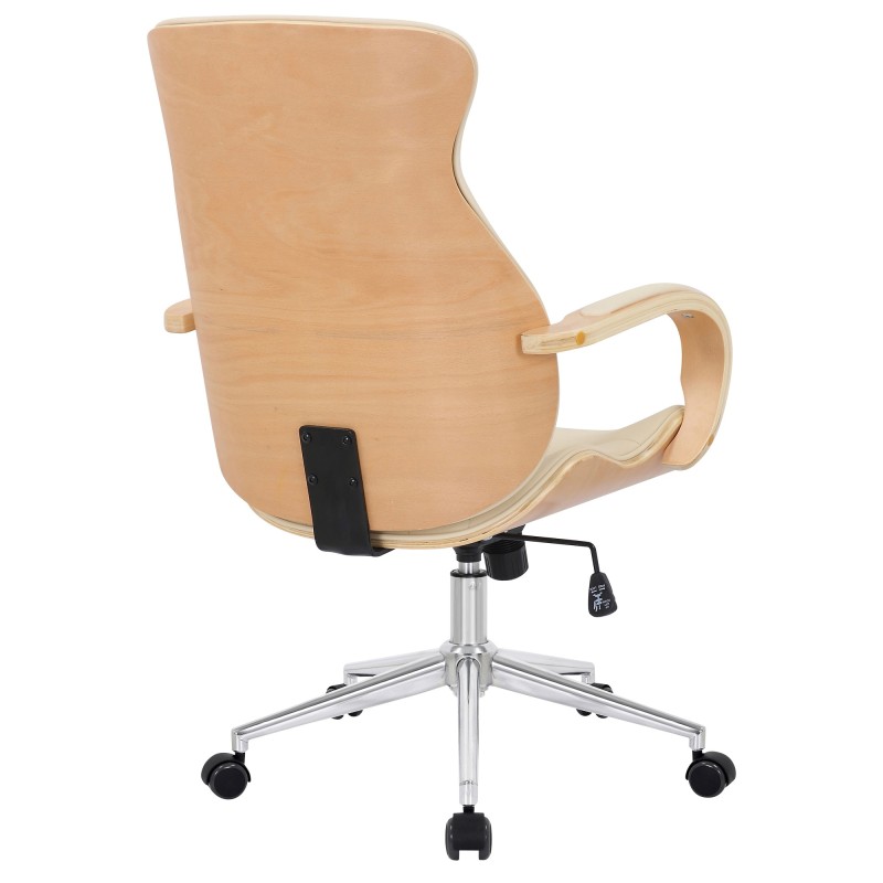 Silla de oficina Melilla en piel sintética natural/crema