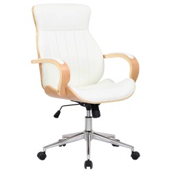 Silla de oficina Melilla, piel sintética, natural/blanco
