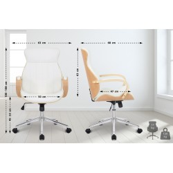 Silla de oficina Melilla, piel sintética, natural/blanco