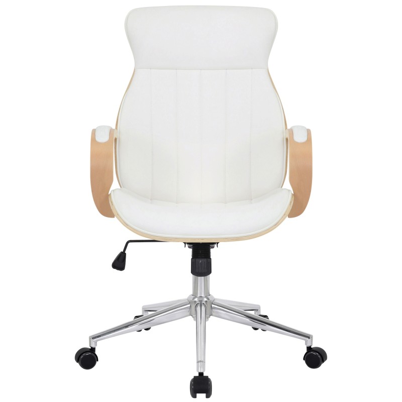 Silla de oficina Melilla, piel sintética, natural/blanco