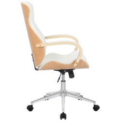 Silla de oficina Melilla, piel sintética, natural/blanco