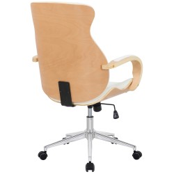 Silla de oficina Melilla, piel sintética, natural/blanco