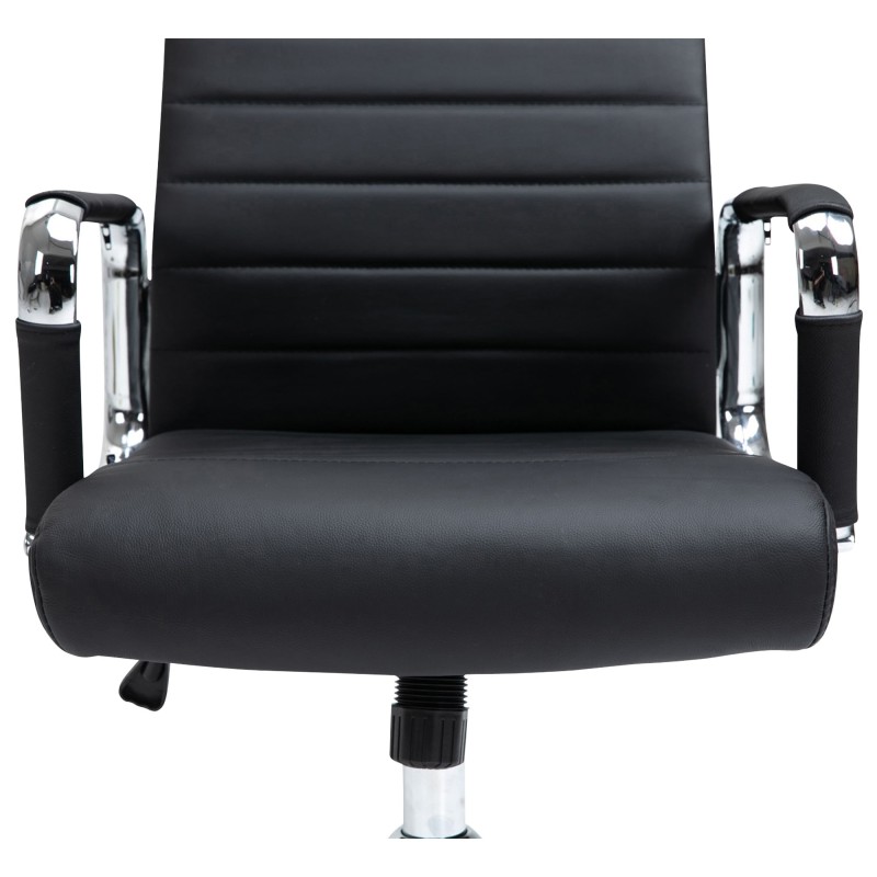 Silla de oficina Columbus en piel auténtica negra