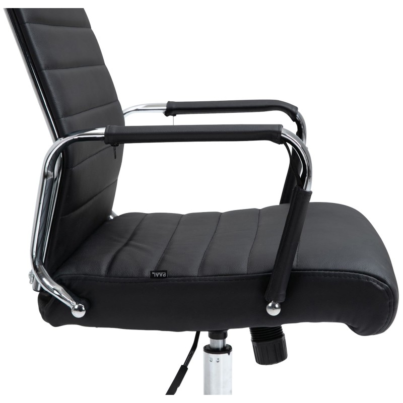 Silla de oficina Columbus en piel auténtica negra