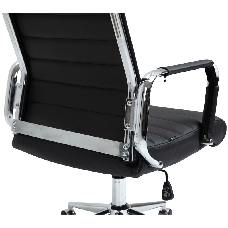 Silla de oficina Columbus en piel auténtica negra