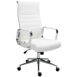 Silla de oficina Columbus en piel auténtica blanca
