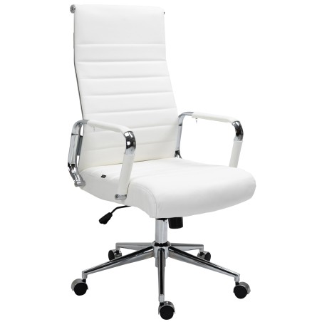 Silla de oficina Columbus en piel auténtica blanca