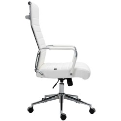 Silla de oficina Columbus en piel auténtica blanca