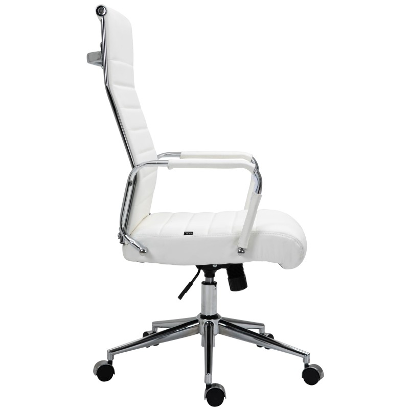 Silla de oficina Columbus en piel auténtica blanca
