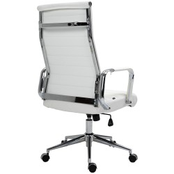 Silla de oficina Columbus en piel auténtica blanca