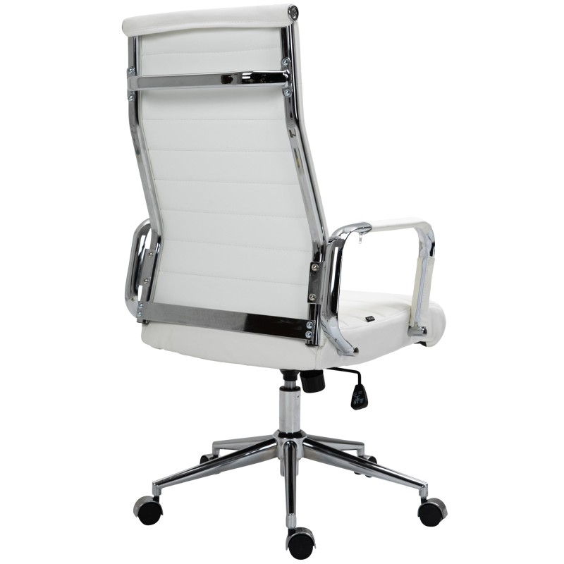 Silla de oficina Columbus en piel auténtica blanca