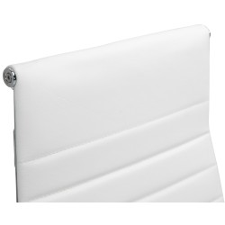 Silla de oficina Columbus en piel auténtica blanca