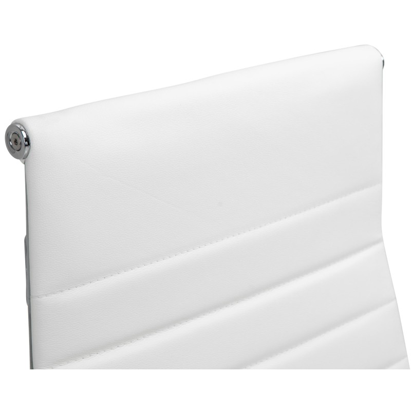 Silla de oficina Columbus en piel auténtica blanca