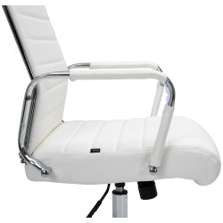 Silla de oficina Columbus en piel auténtica blanca