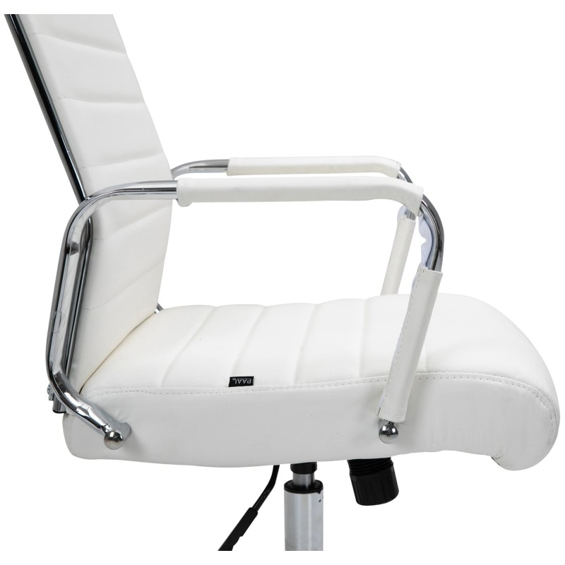 Silla de oficina Columbus en piel auténtica blanca