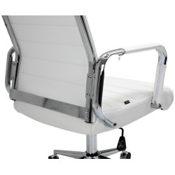 Silla de oficina Columbus en piel auténtica blanca
