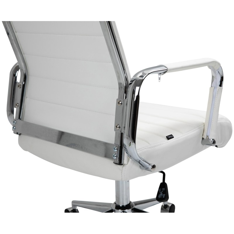 Silla de oficina Columbus en piel auténtica blanca