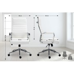 Silla de oficina Columbus en piel auténtica blanca