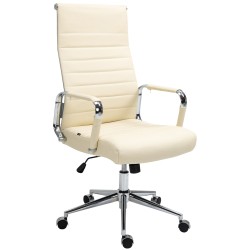 Silla de oficina Columbus en piel auténtica color crema