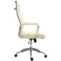Silla de oficina Columbus en piel auténtica color crema