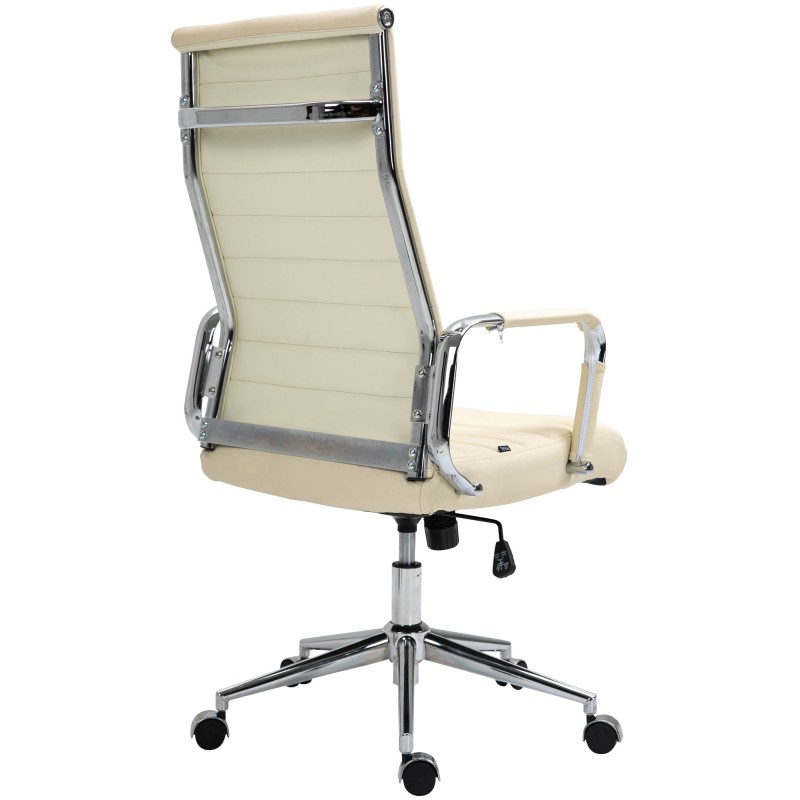 Silla de oficina Columbus en piel auténtica color crema