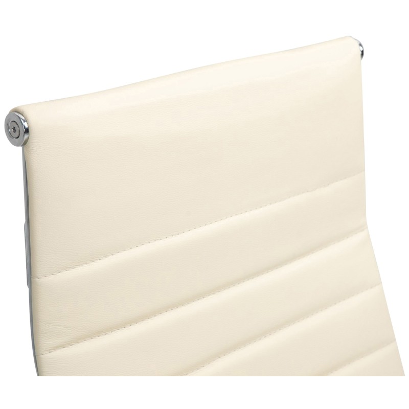 Silla de oficina Columbus en piel auténtica color crema