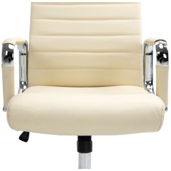 Silla de oficina Columbus en piel auténtica color crema