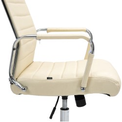 Silla de oficina Columbus en piel auténtica color crema