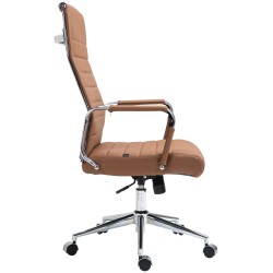Silla de oficina Columbus en piel auténtica color marrón claro